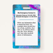 医療アラート緊急連絡カスタム バッジ (裏面)