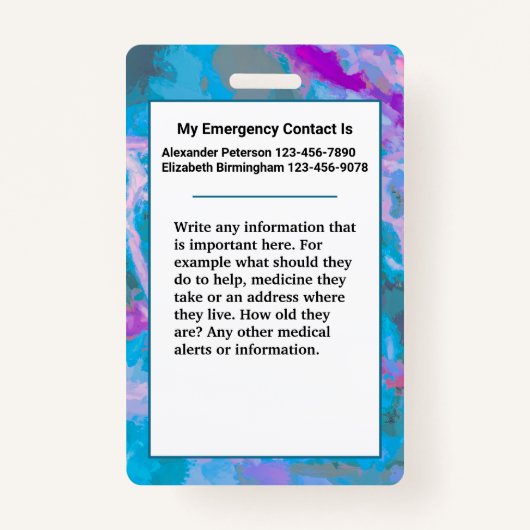 医療アラート緊急連絡カスタム バッジ (裏面)