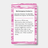 医療アラート緊急IDカードの写真カスタム バッジ (裏面)