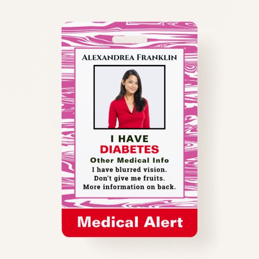 医療アラート緊急IDカードの写真カスタム バッジ (正面)