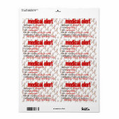 医療アラート自閉症の認識ラベル ラベル (フルシート)