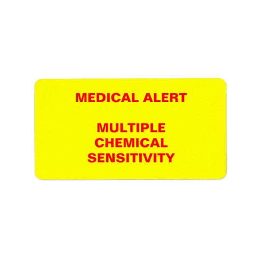 医療アラート：複数の化学物質の感度 ラベル (正面)