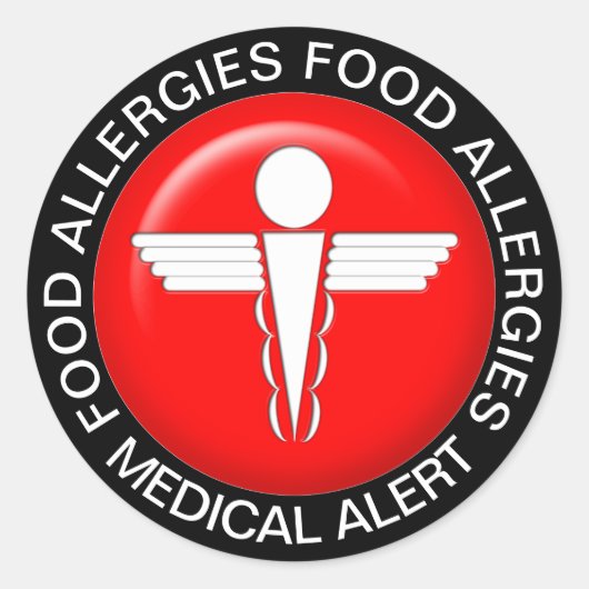 医療アラート – 赤いクラシック丸印 ラウンドシール (正面)