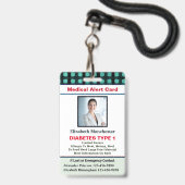 医療アラートIDカードの写真名カスタム バッジ (Front with Lanyard)