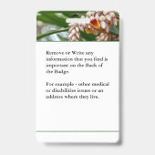 医療アレルギー警告の緊急フォトカスタムID バッジ (裏面)