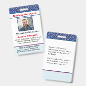 医療アレルギー警告の緊急フォトカスタムID バッジ (Front & Back)