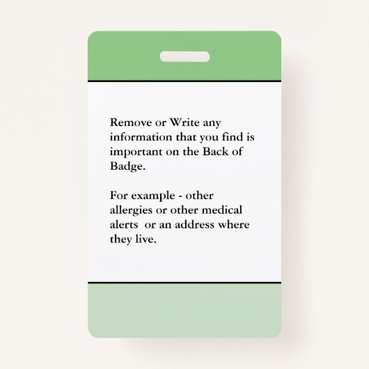 医療アレルギー警告の緊急フォトカスタムID バッジ (裏面)