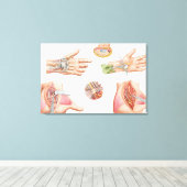 医療イラストレーションと手骨トンネル キャンバスプリント (インサイチュ (ウッドフロア))