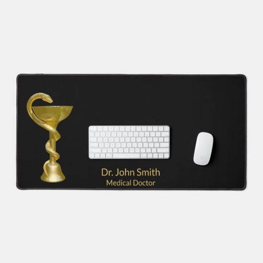 医療クラススネークボウル衛生金ゴールドカドゥセウス デスクマット (キーボード&マウス)