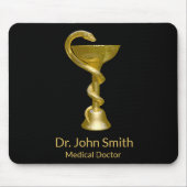 医療クラススネークボウル衛生金ゴールドカドゥセウス マウスパッド (正面)