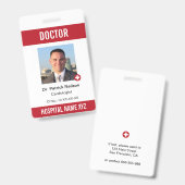 医療クロス病院スタッフの写真ID バッジ (Front & Back)