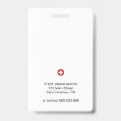 医療クロス病院スタッフの写真ID バッジ (Back)