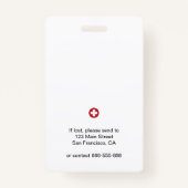 医療クロス病院スタッフの写真ID バッジ (裏面)