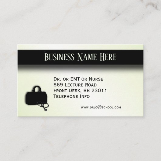 医療グリーン、勤務時間をバック 名刺 (正面)