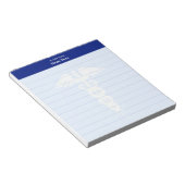 医療ケアカドゥケウス & ブルーヘッダー罫線入り ノートパッド (アングル)