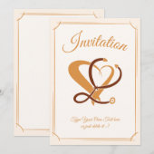 医療ケア、看護師。聴診器＆ハートテンプレート 招待状 (正面/裏面)