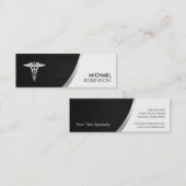 医療シンボル カドゥケウス - 現代のシルバー メタリック スキニー名刺 (正面/裏面)