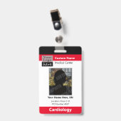 医療スタッフのカスタムロゴ従業員の赤 バッジ (正面 （クリップ付）)