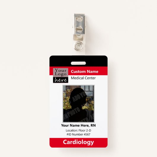 医療スタッフのカスタムロゴ従業員の赤 バッジ (正面クリップ)