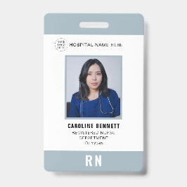 医療スタッフのナース写真ID | 病院のロゴグレー バッジ