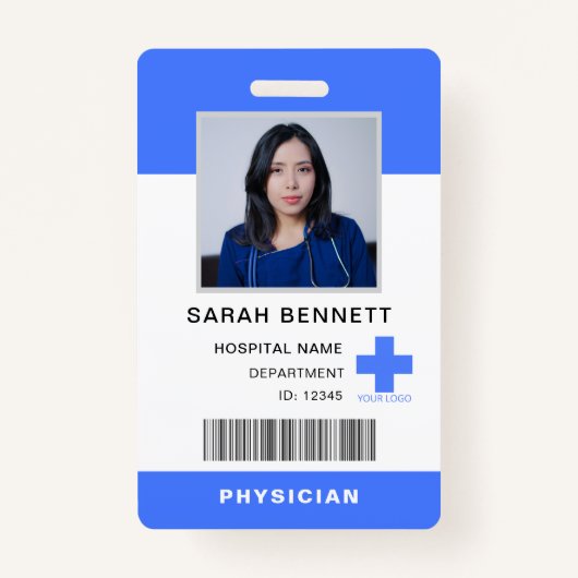 医療スタッフの写真ID | 病院従業員のロゴ バッジ (正面)