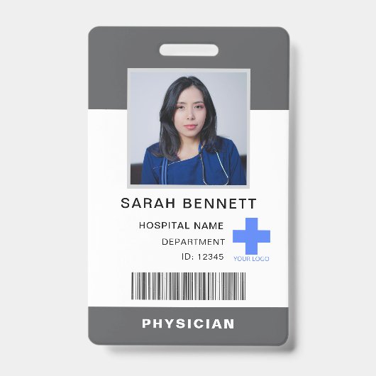 医療スタッフの写真ID | 病院従業員のロゴ バッジ (正面)