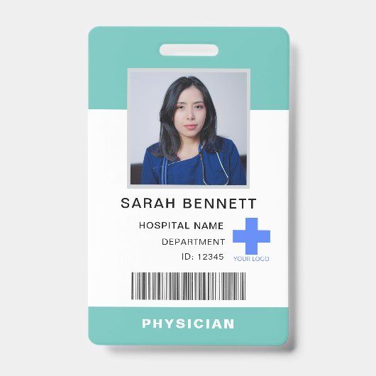 医療スタッフの写真ID | 病院従業員のロゴ バッジ (正面)