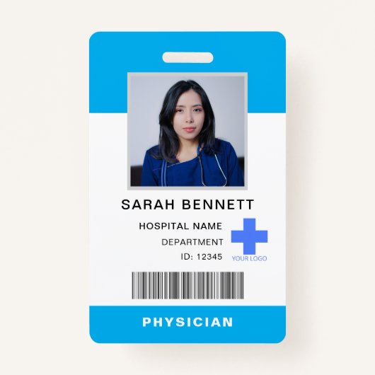 医療スタッフの写真ID | 病院従業員のロゴ バッジ (正面)