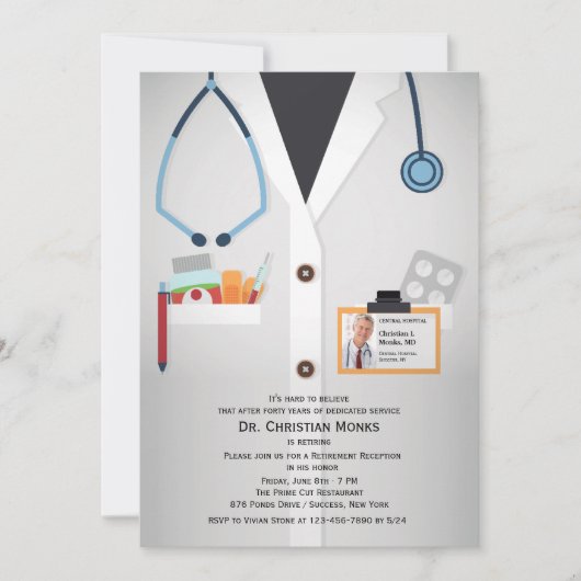 医療スタッフ写真退職招待状 招待状 (正面)