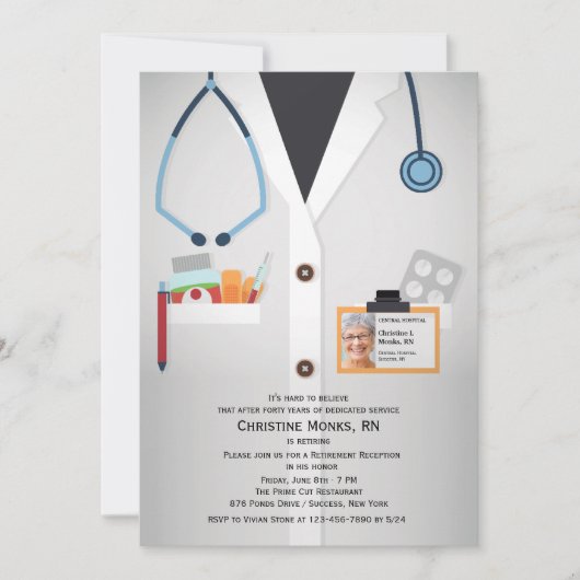 医療スタッフ写真退職招待 招待状 (正面)