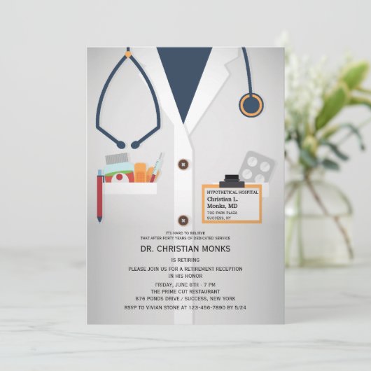 医療スタッフ退職招待状(カスタマイズ) 招待状 (スタンド正面)