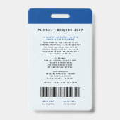 医療スタッフIDバッジ縦書き+バーコード-青 バッジ (裏面)