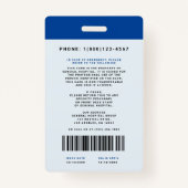 医療スタッフIDバッジ縦書き+バーコード-青 バッジ (裏面)