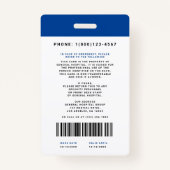 医療スタッフID +バーコードをブロック|垂直 バッジ (裏面)