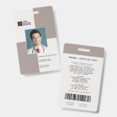 医療スタッフID +バーコードをブロック |垂直 バッジ (正面＆裏面)