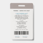 医療スタッフID +バーコードをブロック |垂直 バッジ (裏面)