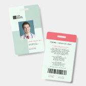 医療スタッフID +バーコードをブロック|垂直 バッジ (正面＆裏面)