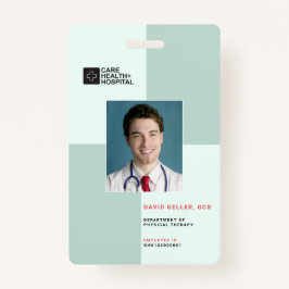 医療スタッフID +バーコードをブロック|垂直 バッジ