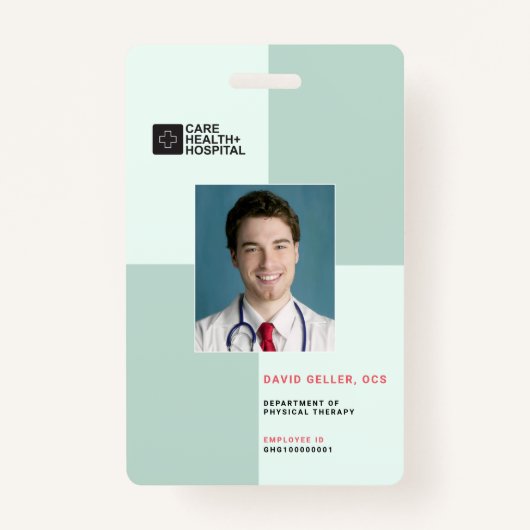 医療スタッフID +バーコードをブロック|垂直 バッジ (正面)