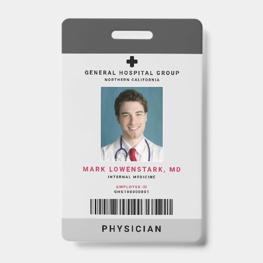 医療スタッフID +バーコード縦 バッジ (Front)