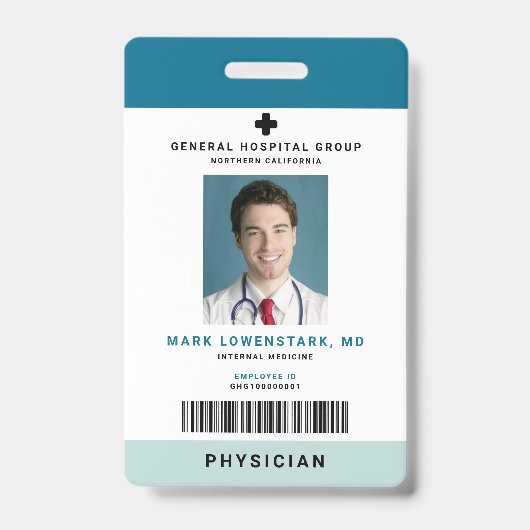 医療スタッフID +バーコード縦 バッジ (正面)