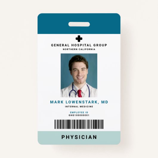医療スタッフID +バーコード縦 バッジ (正面)