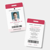 医療スタッフID +バーコード縦 バッジ (正面＆裏面)