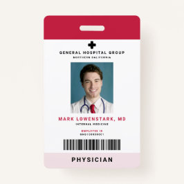 医療スタッフID +バーコード縦 バッジ