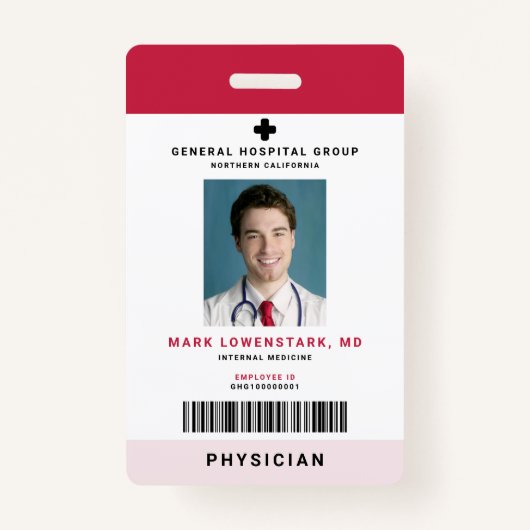 医療スタッフID +バーコード縦 バッジ (正面)