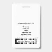 医療センター従業員ナース写真ID バッジ (Back)