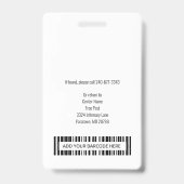 医療センター従業員ナース写真ID バッジ (裏面)