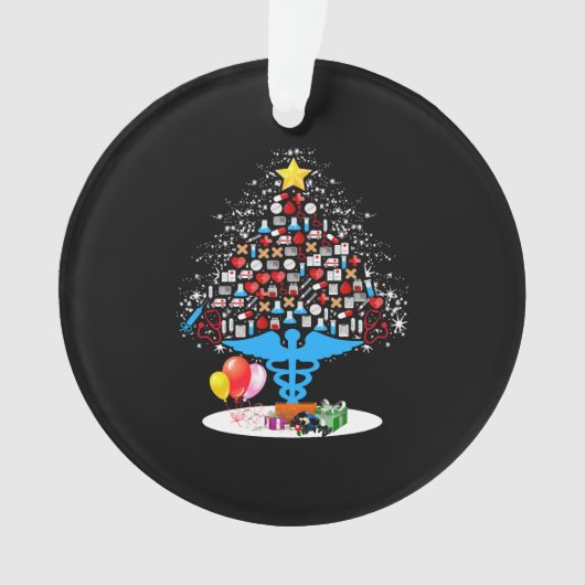 医療ツールクリスマスツリーおもしろいナースクリスマス オーナメント (正面)