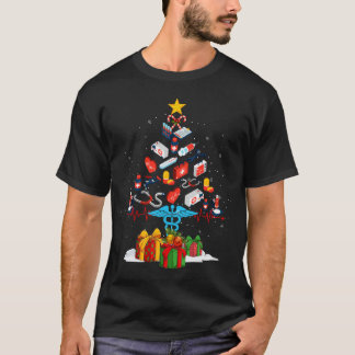 医療ツールナースクリスマスツリーRN LPNスクラブニュー Tシャツ
