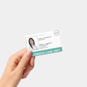 医療ティール（緑がかった色）グリーン病院のロゴ写真ID バッジ (Handheld)